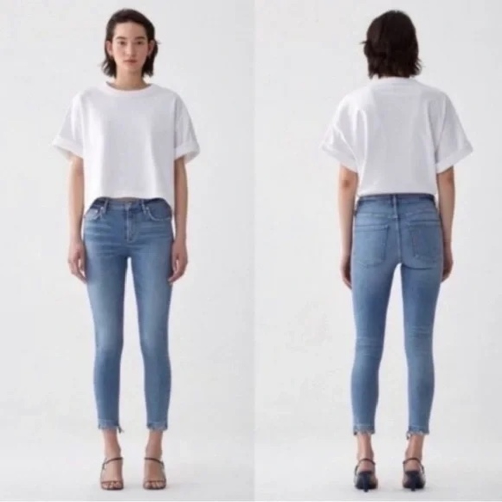 Agolde Raw Undone Hem Stretch Sophie Crop High Rise Jeans